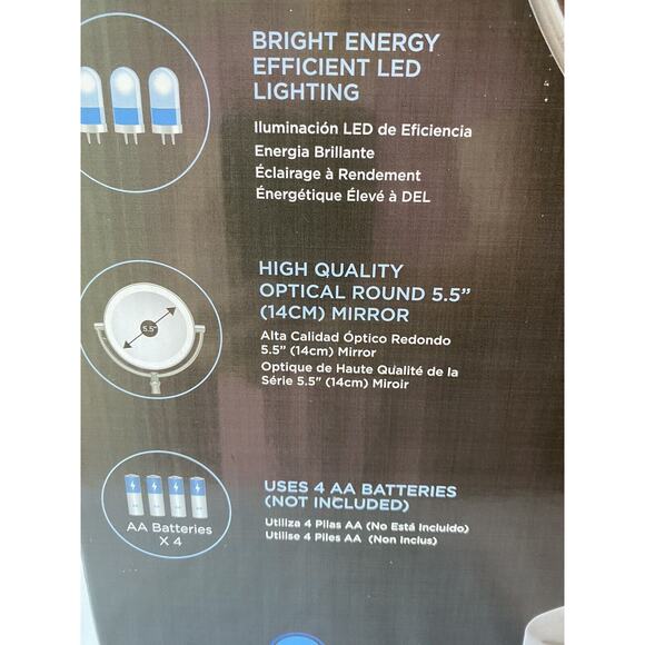 Zadro Round LED Variable Lighted Vanity Cordless 10X Beauty Make Up Mirror - Picture 8 of 12